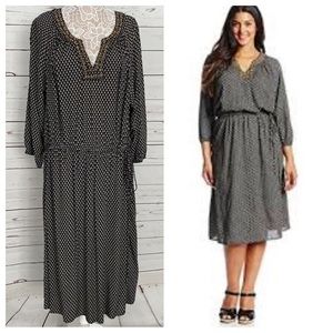 Lucky Brand Plus Size Navy Print Dress, Size 3X New With Tags